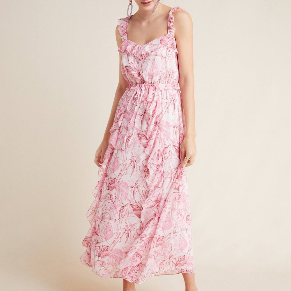 Anthro Gal Meets Glam Cheryl Ruffled Maxi Dress - Picture 1 of 15